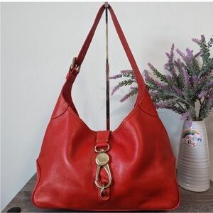 Dooney and Bourke Red Pebble Leather Hobo Shoulder Bag EUC